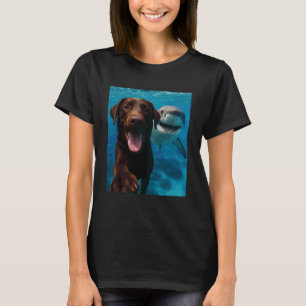 Grappige Labrador Retriever Hond Selfie met Haai O T-shirt