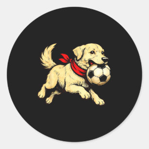 Grappige Labrador Retriever Hond Speelt Voetbalwed Ronde Sticker