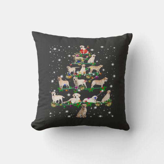 Grappige Labrador Retriever Kerstboom Klassiek T-s Kussen (Voorkant)