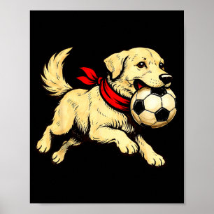 Grappige Labradors retrieverhond speelt voetbalwed Poster