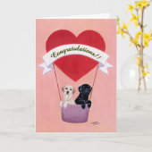 Grappige labradors voor de bruiloft kaart (Gele Bloem)