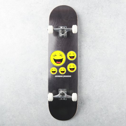 Grappige lachende emoji gele gezichten Voeg naam t Sticker (Skateboard)