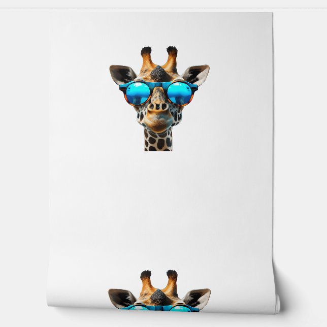 Grappige lachende Giraffe met zonnebril Behang (Afrollen)