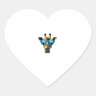 Grappige lachende Giraffe met zonnebril Hart Sticker