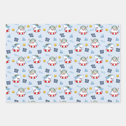 Grappige lachende haai leven conserverer snorkel b inpakpapier vel (Voorkant 2)