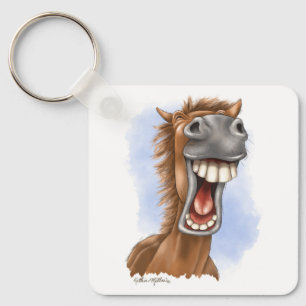 Grappige Lachende Paard Cartoon Sleutelhanger