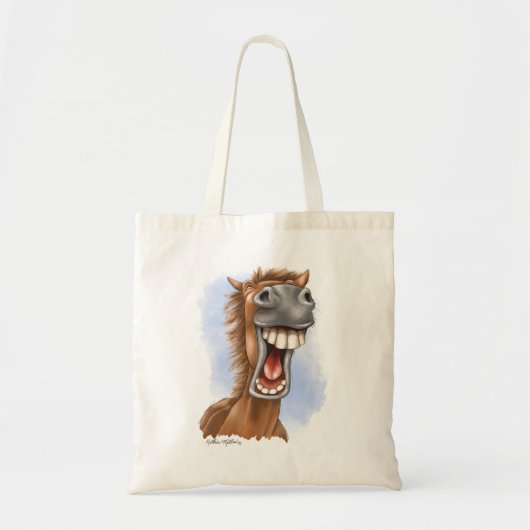 Grappige Lachende Paard Cartoon Tote Bag (Voorkant)