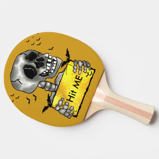 Grappige lachende schedel tafeltennisbatje (Zijkant)