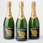 Grappige lachende schildpad sparkling wijnetiket (Flessen)