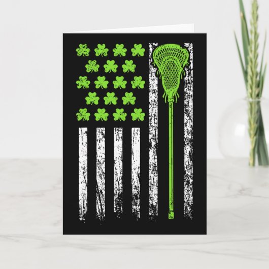 Grappige Lacrosse Amerikaanse Vlag St Patrick Dag Kaart (Voorkant)