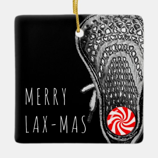 Grappige Lacrosse Kerst Keramisch Ornament (Voorkant)