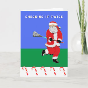 Grappige Lacrosse Kerstmis Feestdagen Kaart