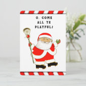Grappige Lacrosse Kerstmis Feestdagenkaart (Staand voorkant)