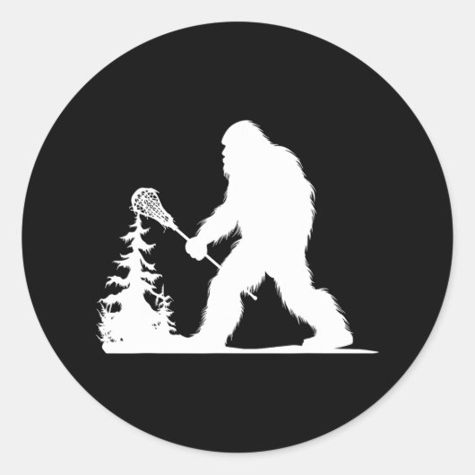 Grappige Lacrosse Sasquatch Lax Bigfoot Ronde Sticker (Voorkant)