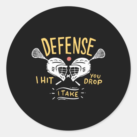 Grappige Lacrosse Speler Quote Defence Defender Gi Ronde Sticker (Voorkant)