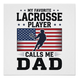 Grappige Lacrosse Vader Amerikaanse Vlag Vintage T Perfect Poster