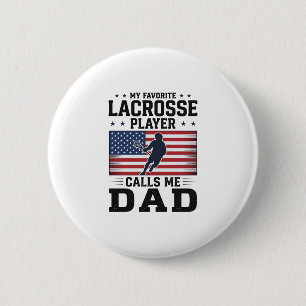 Grappige Lacrosse Vader Amerikaanse Vlag Vintage T Ronde Button 5,7 Cm