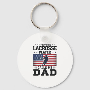 Grappige Lacrosse Vader Amerikaanse Vlag Vintage T Sleutelhanger