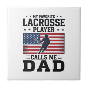 Grappige Lacrosse Vader Amerikaanse Vlag Vintage T Tegeltje