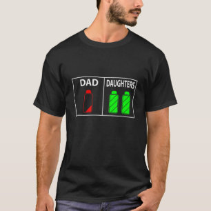 Grappige Lage Batterij Pap van Twee Dochters Vader T-shirt
