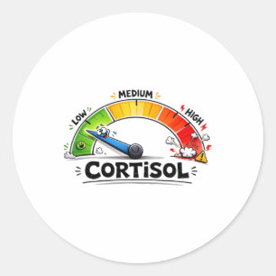 Grappige lage cortisol niveau meter stressverlicht ronde sticker