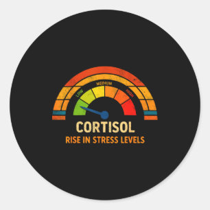Grappige lage cortisolwaarden v meme Grappige lage Ronde Sticker