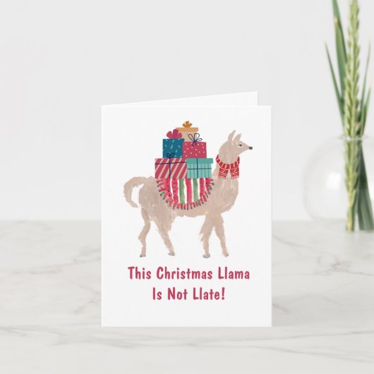 Grappige Lama Alpaca Schattig Uniek Te Laat Kerstm Feestdagen Kaart (Voorkant)