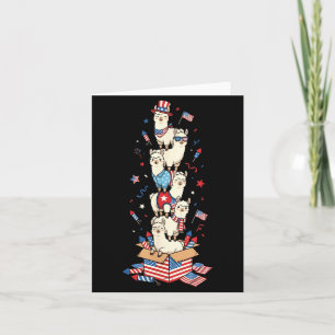 Grappige Lama Amerikaanse Vlag Gedenkdag 4e Juli Kaart