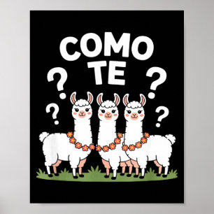 Grappige lama bloemenguirlande como te vraagteken  poster