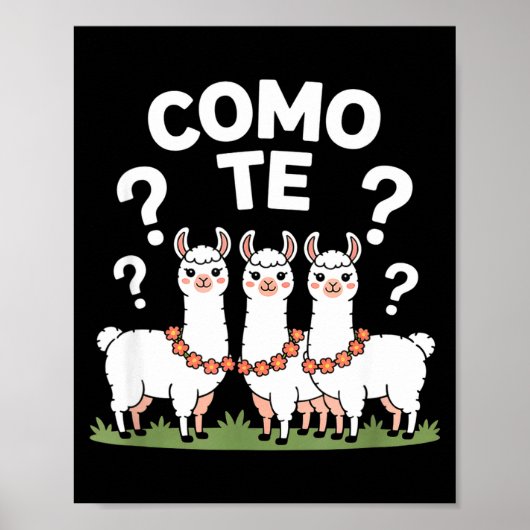 Grappige lama bloemenguirlande como te vraagteken poster (Voorkant)