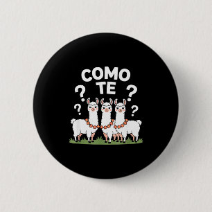 Grappige lama bloemenguirlande como te vraagteken  ronde button 5,7 cm