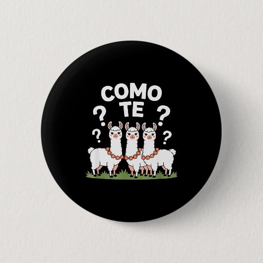 Grappige lama bloemenguirlande como te vraagteken  ronde button 5,7 cm (Voorkant)
