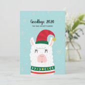 Grappige lama Covid Kerstmis Nieuwjaar Custom Phot Feestdagenkaart (Staand voorkant)