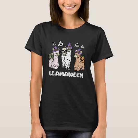 Grappige Lama Dier Halloween Kostuum Grappige Sche T-shirt (Voorkant)