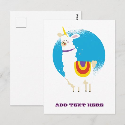 Grappige Lama Eenhoorn Alpaca Kawaii Schattig Voeg Briefkaart (Voorkant / Achterkant)