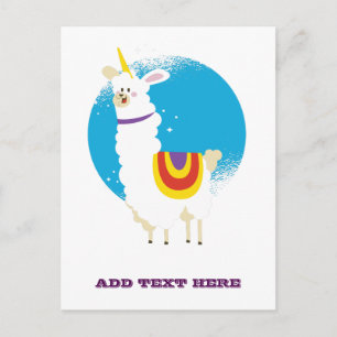 Grappige Lama Eenhoorn Alpaca Kawaii Schattig Voeg Briefkaart