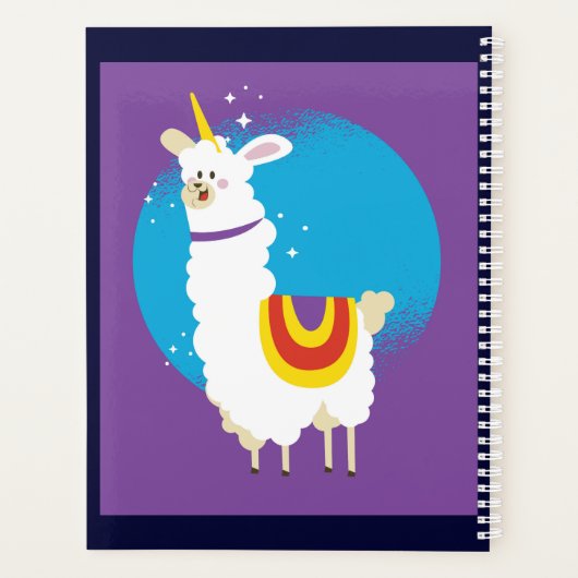 Grappige Lama Eenhoorn Alpaca Kawaii Schattige Naa Planner (Achterkant)