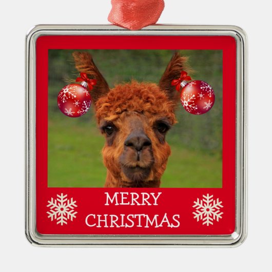 Grappige Lama En Kerstballen Ornament (Voorkant)