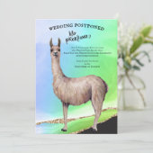 Grappige Lama Glitter Watercolor Huwelijk Uitgeste Kaart (Staand voorkant)