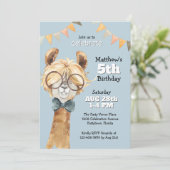 Grappige lama in de bril Kind verjaardagsfeestje Kaart (Staand voorkant)