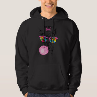 Grappige lama in een regenboogbril, roze kauwgom hoodie