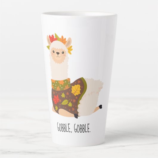 Grappige Lama Kalkoen Thanksgiving Latte Mok (Voorkant)