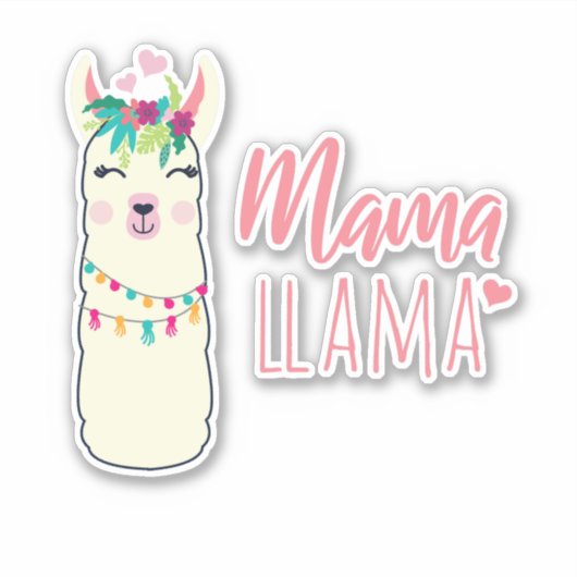 Grappige Lama MAMA Cute Moederdag Verjaardag Cadea Sticker (Voorkant)