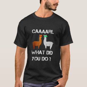 grappige lama met petten lama met pet carl wat dee t-shirt