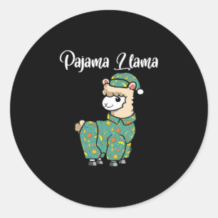 Grappige lama pyjama lama bedtijd pyjama alpaca ronde sticker
