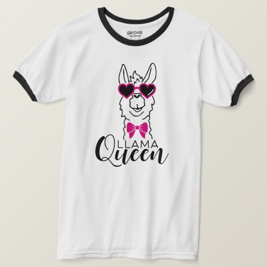 Grappige lama Queen T-shirt voor meisjes (Design voorkant)