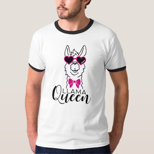 Grappige lama Queen T-shirt voor meisjes (Voorkant)