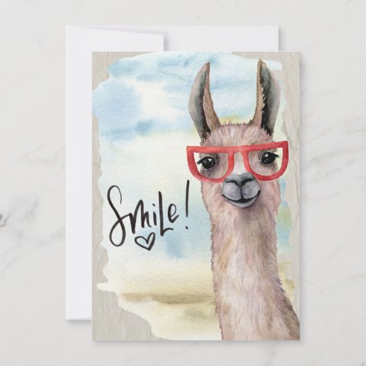 Grappige Lama Trouwdatum Uitgesteld Aquarel Kaart (Achterkant)