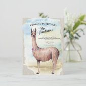 Grappige Lama Trouwdatum Uitgesteld Watercolor Kaart (Staand voorkant)