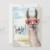 Grappige Lama Trouwdatum Uitgesteld Watercolor Kaart (Achterkant)